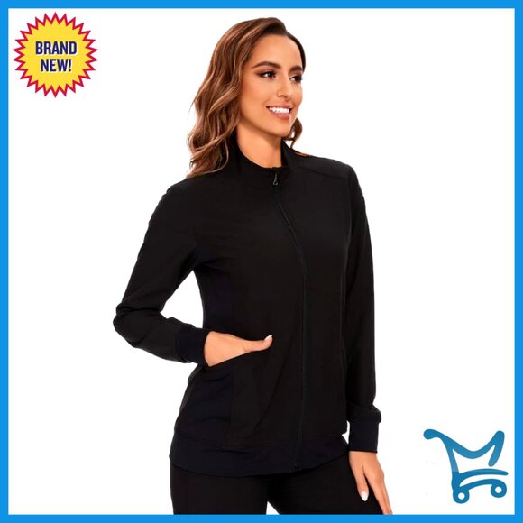 Zip Front Scrub Jacket 4-Way Stretch Professional Slim Fit Medical Wear - Picture 2 of 6